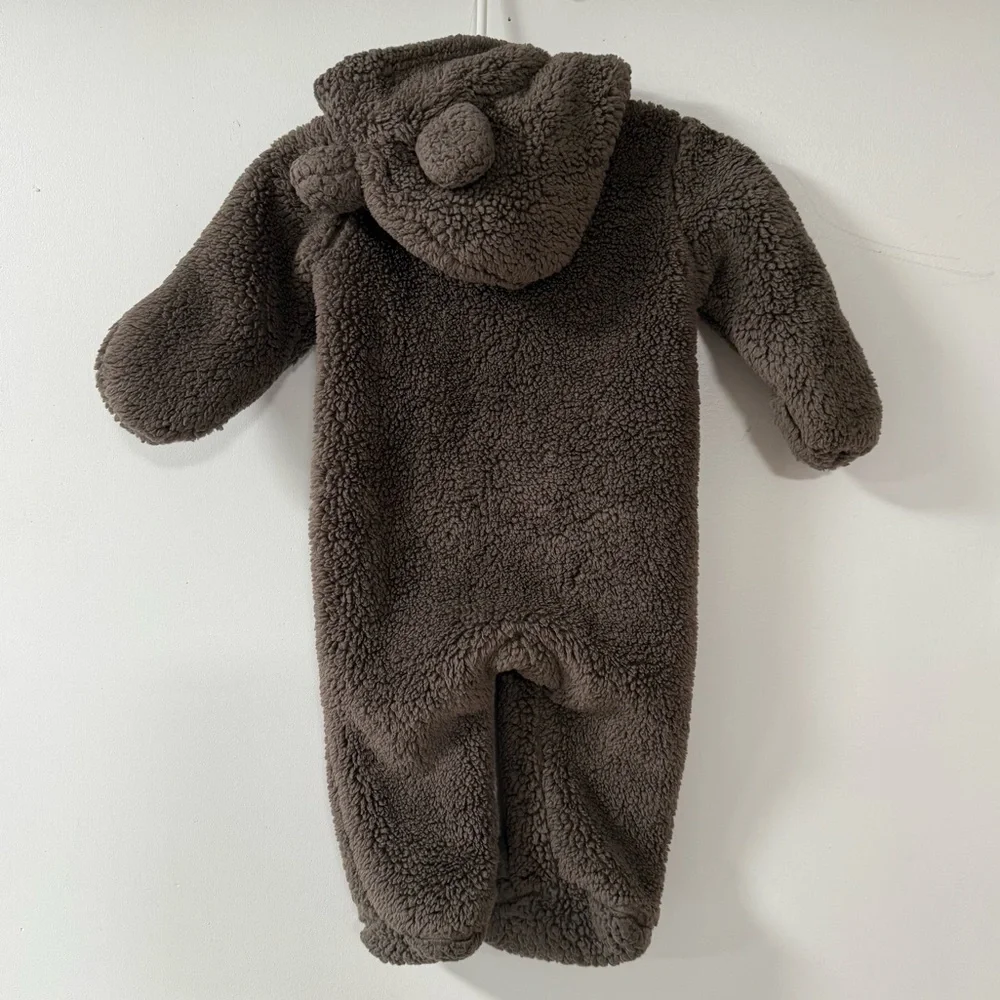 Soft fleece brown teddy bear onesie